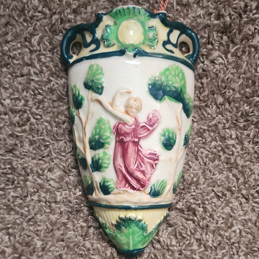 Decorative Ceramic Wall Vase with Dancing Figure